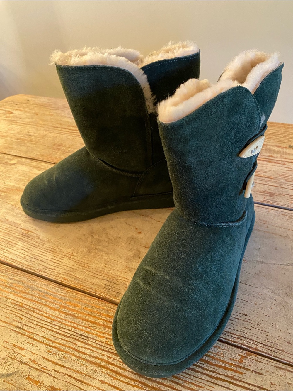 Women's Suede Fur Lined Winter Boots - Dark Green